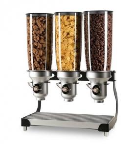 DISTRIBUTEUR DE CEREALES PORTIONS AJUSTABLES SUR SUPPORT 3X 5L