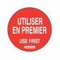 ETIQUETTE AMOVIBLE UTILISER EN PREMIER  Ø50 HACCP