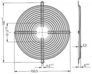 GRILLE METALLIQUE EBMPAPST 150x162-XNW