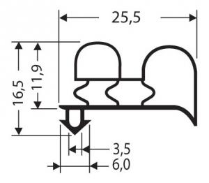 JOINT PVC A CLIPSER SANS AIMANT POUR MEUBLES FRIGOS JPC-009