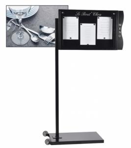 PORTE MENU EXTERIEUR SUR PIED AVEC ROULETTES LUMINEUX ANJOU JURINE