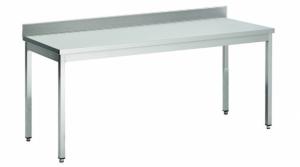TABLE ADOSSEE INOX 304 BORDS DROITS, PIEDS CAR. 1000X600