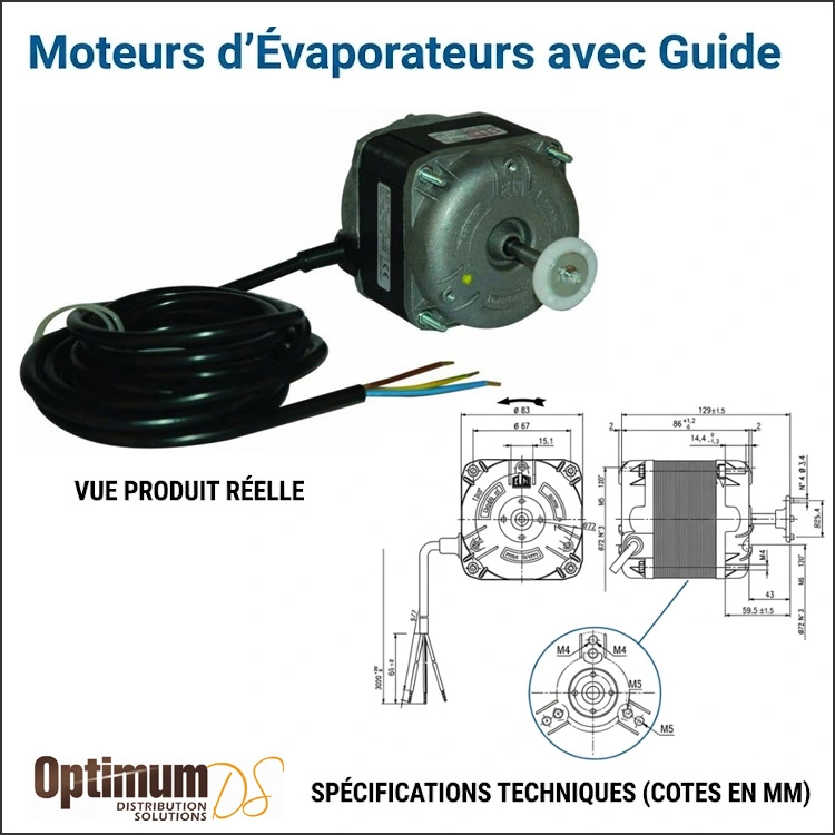 Moteurs d'évaporateurs avec guide
