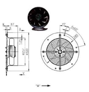 VENTILATEUR HELICOIDE W2E 250 CM06.06 - A2E 250 AM06.08 EBMPAPST-XNW